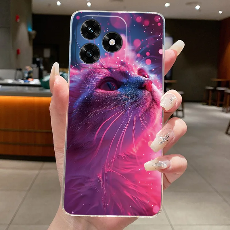 Фото Чехол для Honor X5c, чехол Honor X5c Plus NLA-LX1 LX2P, эстетичный модный мягкий силиконовый чехол с милым котом, прозрачный чехол для телефона №4