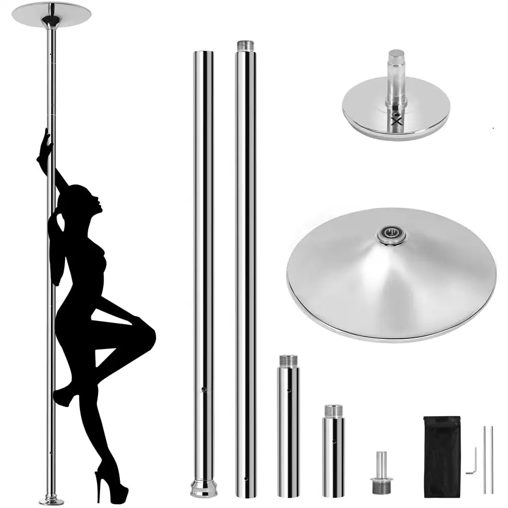 

SmileMart Portable Stripper Dance Pole Height Adjustable Spinning Static Dancing Pole for Home,Silver