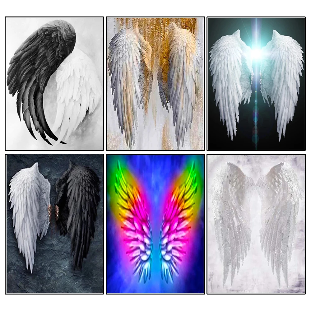 

5D Diamond Painting Full Drill Square White Angel Wings Feathers Diy Diamond Embroidery Diamond Mosaic Cross Stitch Kit Decor
