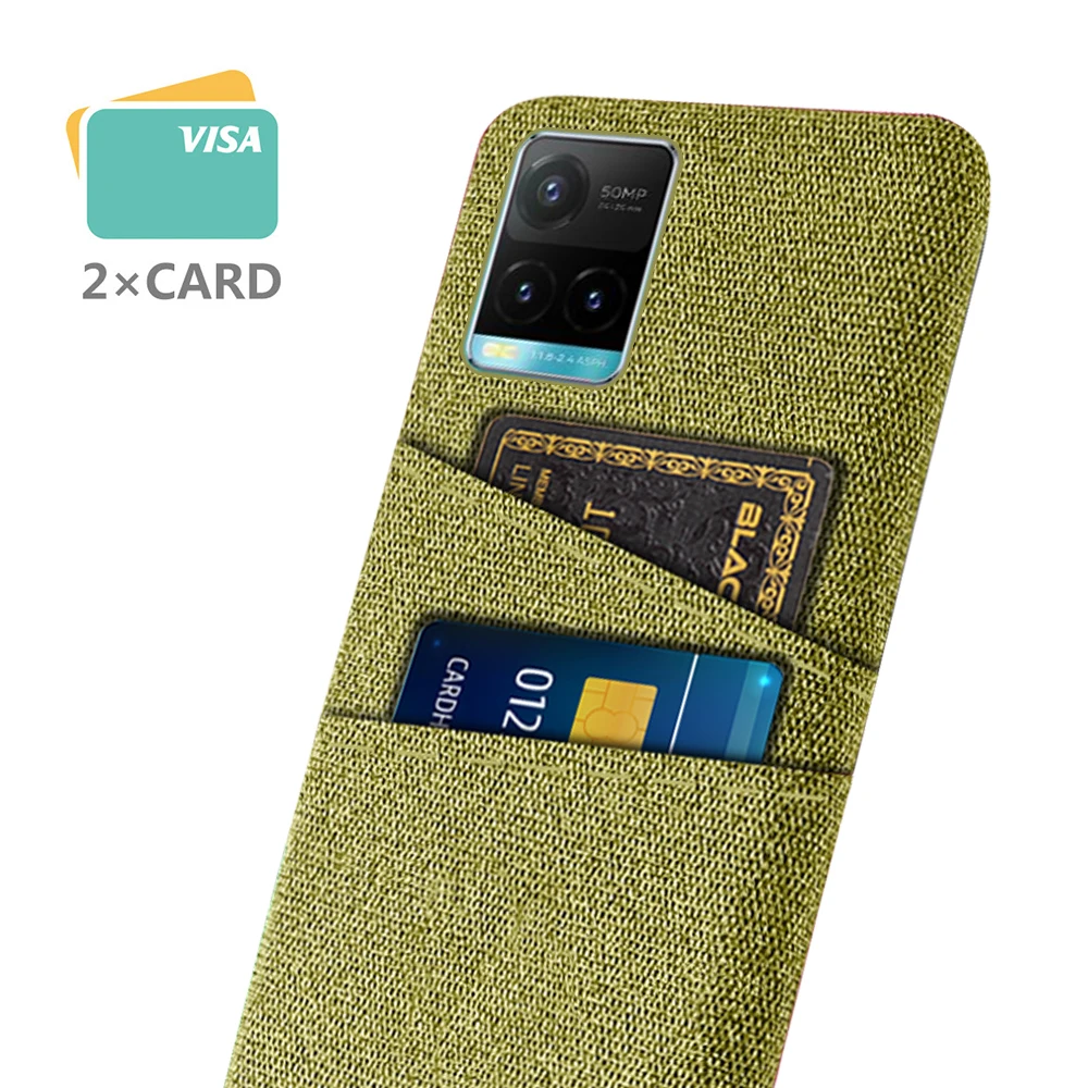 

For vivo Y33s Case Dual Card Fabric Cloth Luxury Business Cover for Vivo V2109 Y33S Back Case Funda for VIVOY33s Y 33s Coque