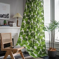 semi blackout curtains for living room bedroom kitchen home decoration curtain nordic style green plant printing cotton linen