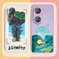the comfort of hayao miyazaki anime for huawei p50 p40 p30 p20 p smart pro lite z e 2017 5g liquid rope phone case capa cover