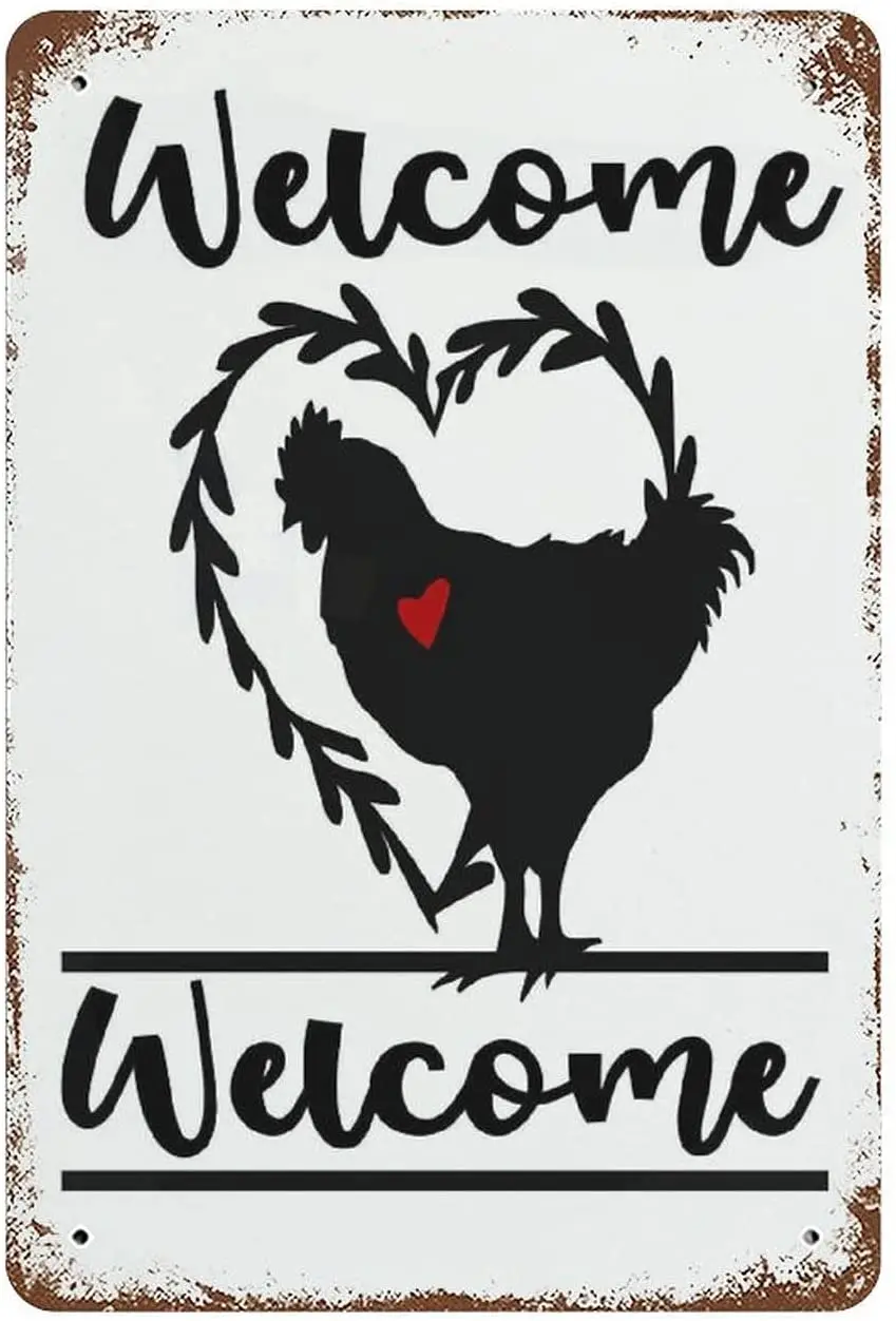 

Металлический жестяной знак в стиле ретро для цыплят, фермы, фермы, ранчо, деревенский бар, ресторан, кофе, домашний декоративный знак 8x12 дюймов