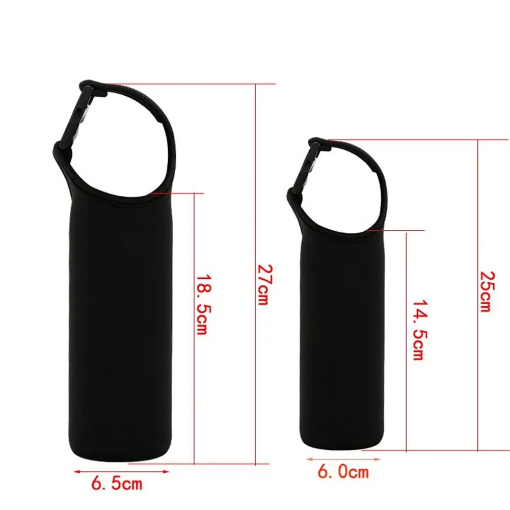 

500mL Water Bottle Sleeve Cover Insulated Waterproof Neoprene Bottle Holder Carrier with Buckle Handle Black