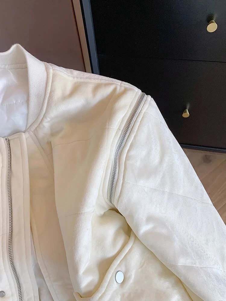 Высококачественная однотонная куртка с воротником-стойкой на молнии хлопковой