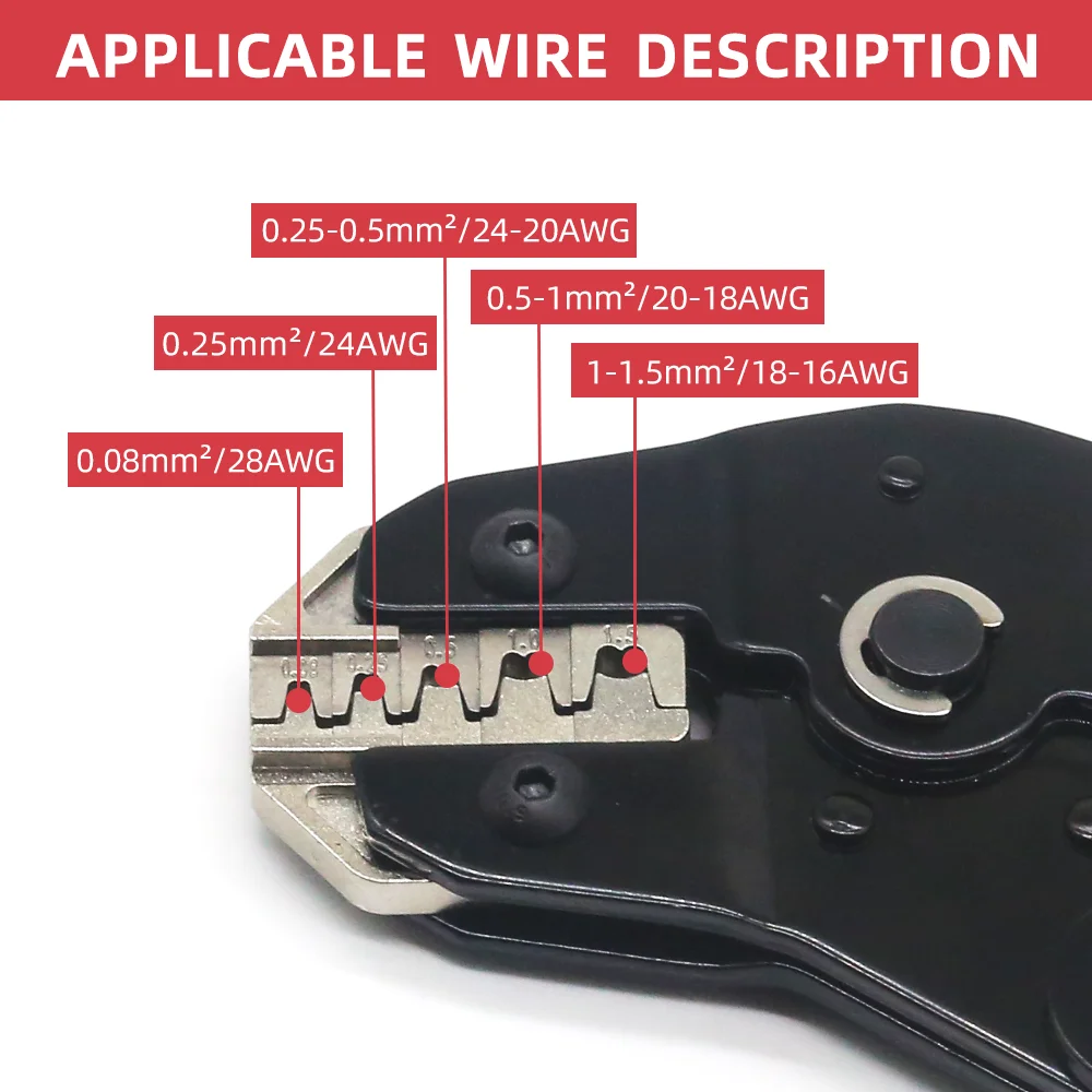 Фото Клещи для обжима открытых клемм CLN-68B 0.08-1.5мм² (28-16AWG) для JST, DuPont, Molex, PH2.0, XH2.54, 3.96, 4.2мм (шаг) №4