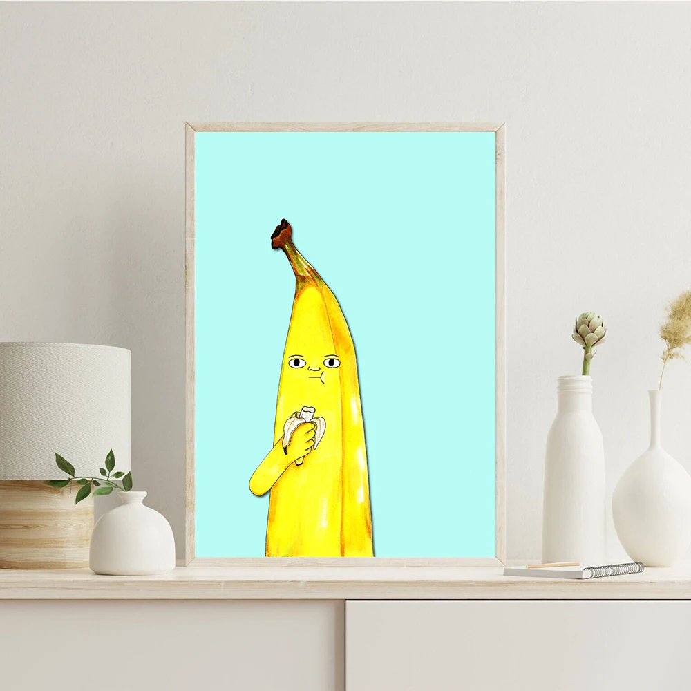 Баннабализм художественный постер печать Смешные Милые бананы ест банан