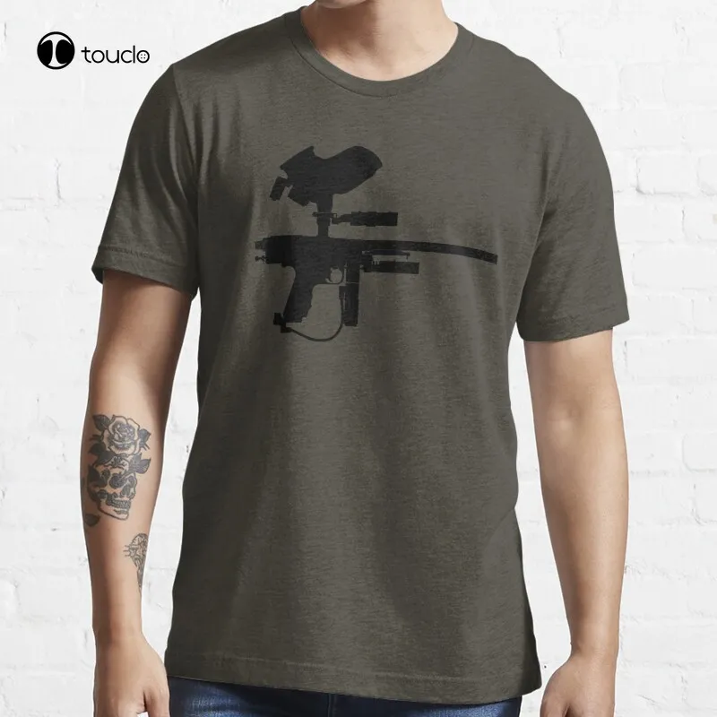 Black Paintball Marker T-Shirt Cotton Tee Shirt