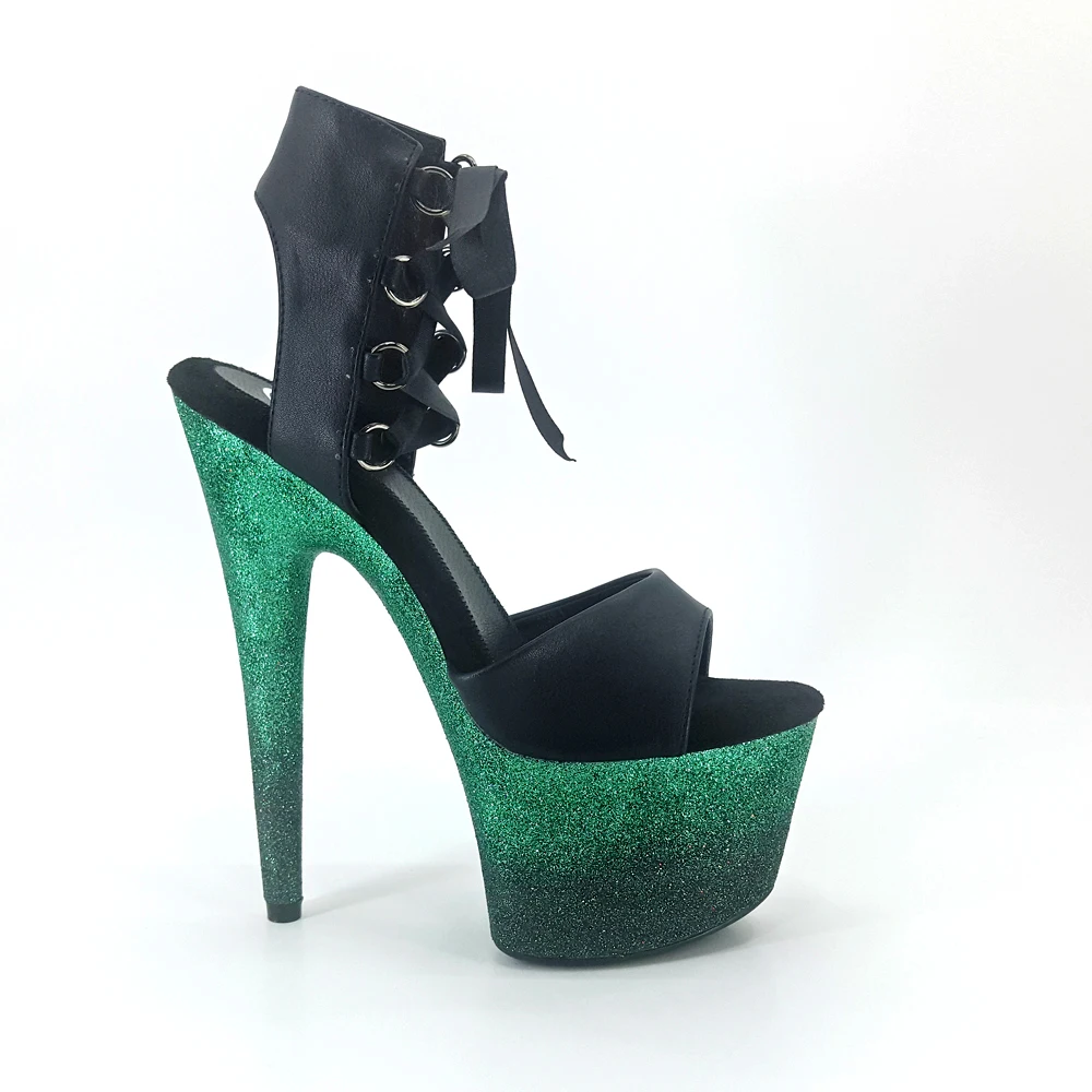 Leecabe 17cm/7Inch colorful glitter Heels sandals shoe high heel platform pole dance shoes