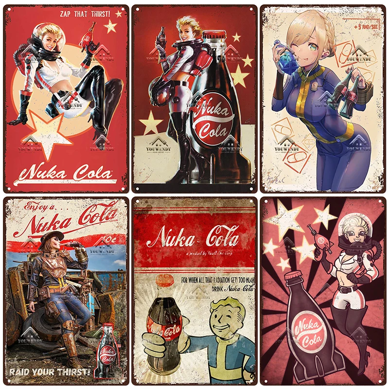 

Nuka Cola Drink Posters Game Metal Sign Retro Tin Sign Plaque Metal Vintage Wall Decor for Bar Pub Club Man Cave Decoration