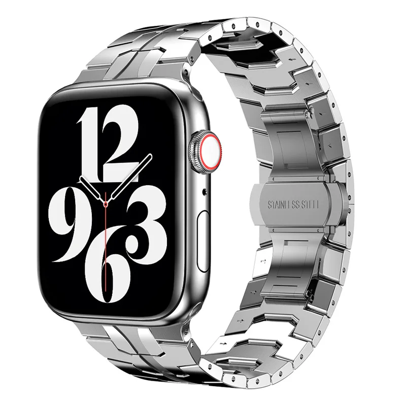 

Ремешок стальной для iWatch series 7 6 se 5 4 3 41 мм 45 мм 40 мм, металлический Регулируемый для Apple watch 7 5 band 38 мм 42 мм 44 мм Correa
