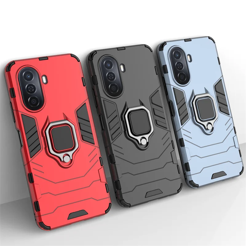 Shockproof Case For Huawei Nova Y70 Case Cover Nova Y70 Funda Armor Finger Ring PC Phone Bumper For Huawei Nova Y70