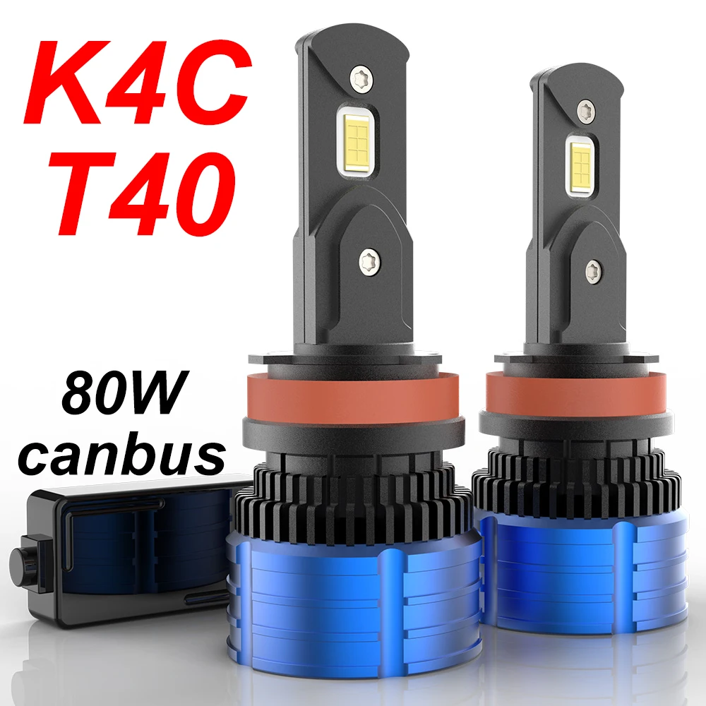 

T40 K4S K4C H7 H4 HB3 9005 H1 H11 6000K Led Car Lamps H8 HB4 9006 Led Headlight Fog Light Kit Led Lights for Auto 12V 80W