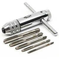 adjustable m3 8 m5 12 t handle ratchet tap die set wrench with m3 m8 machine screw thread metric plug tap machinist tools