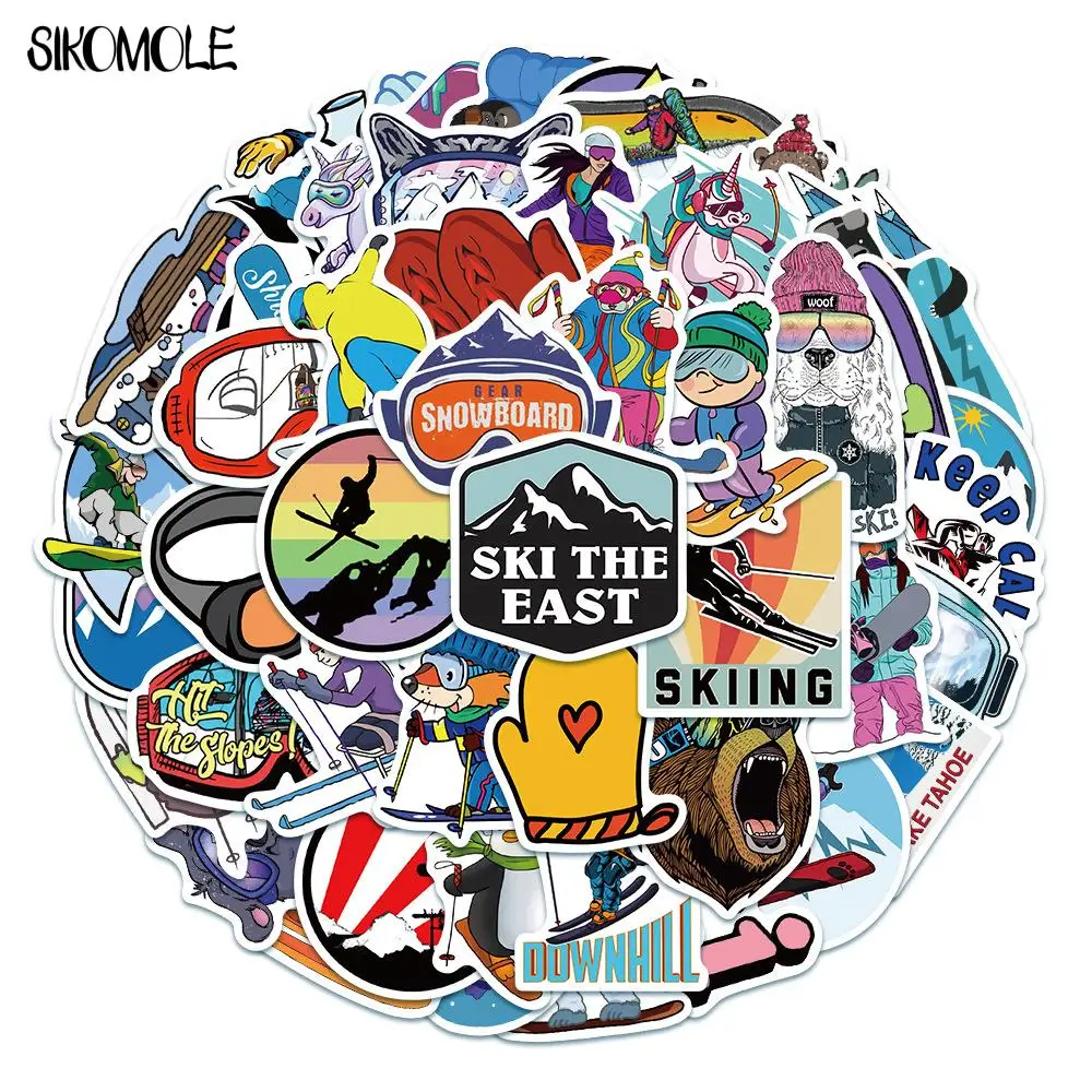 

50pcs Skiing Sport Outdoor Winter Sticker Children Gift DIY Skateboard Luggage Refrigerator Notebook Graffiti Decal Stickers F5
