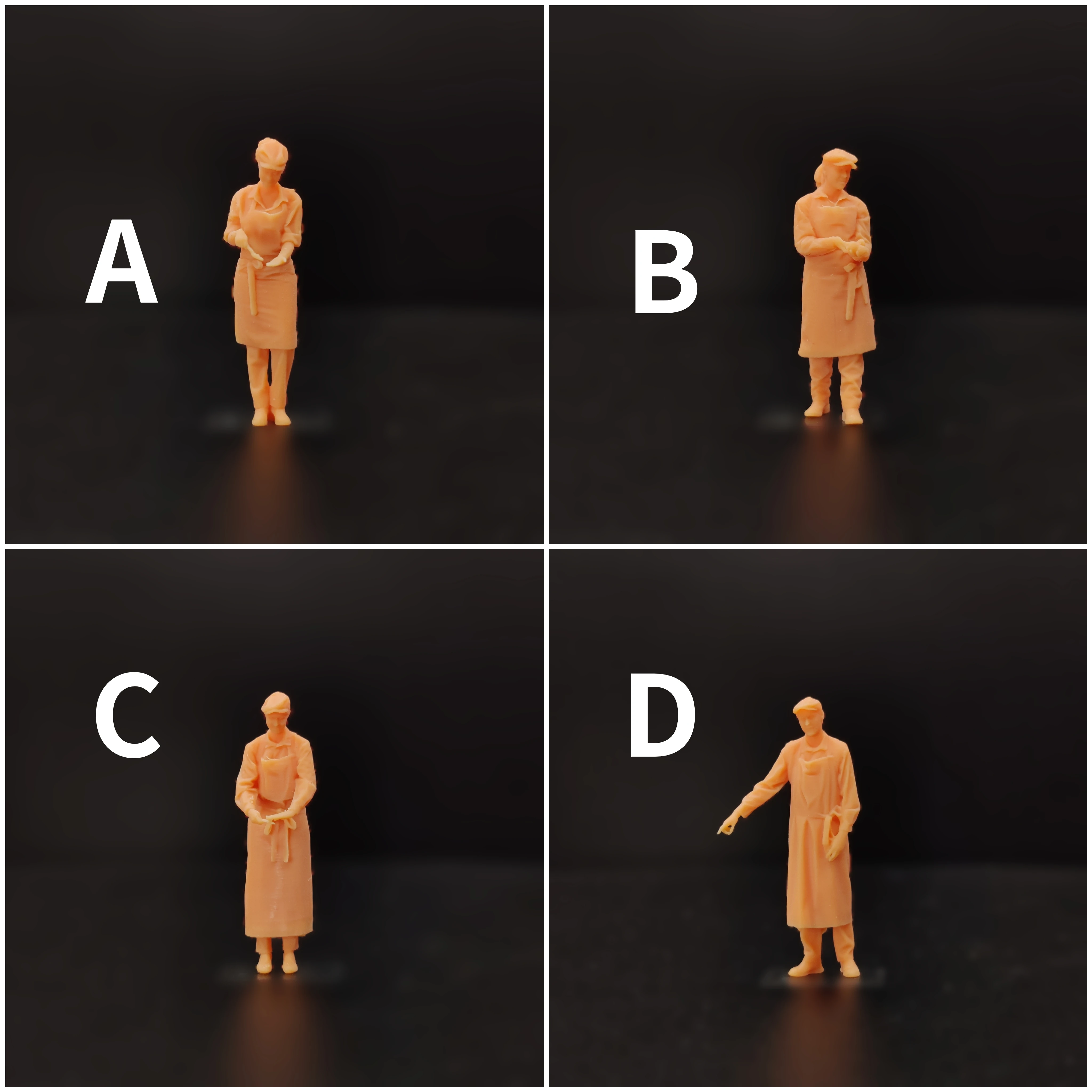 

1/64 1/43 Scale Model Resin Chef Waiter Spoon Spread Sauce Uncolored Miniature Diorama Hand-painted T631 T632