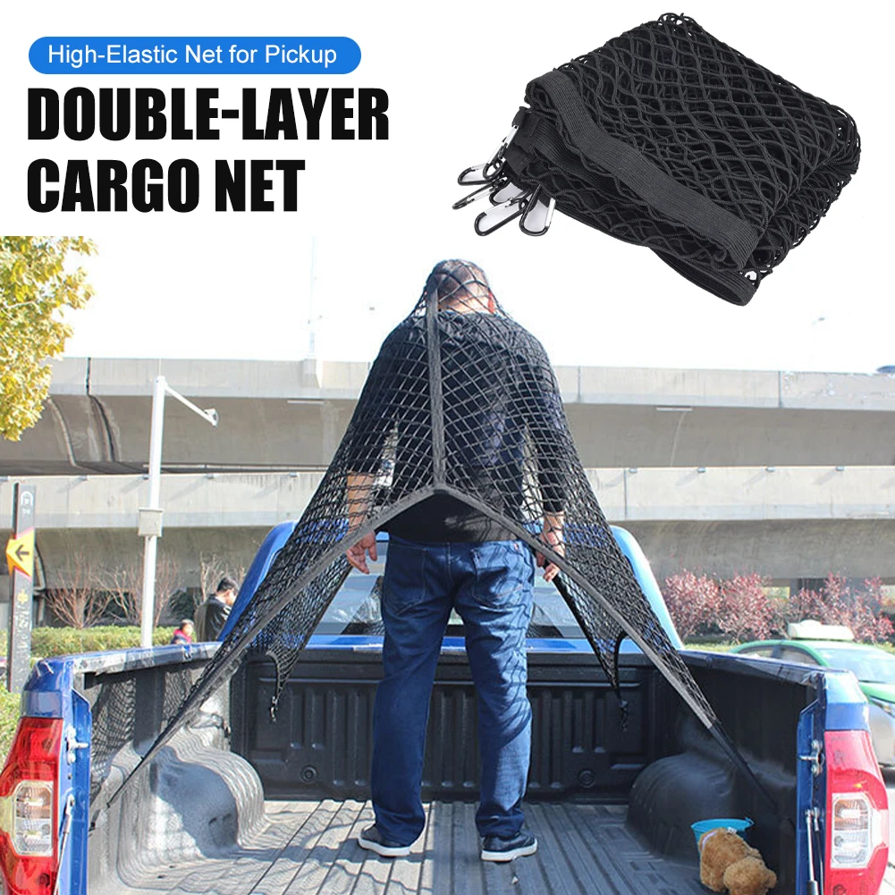 

Double Layer Car Rear Trunk Net Mesh Elastic Nylon Back Cargo Storage Organizer Net Stowing Tidying For Ford F150 SVT Raptor