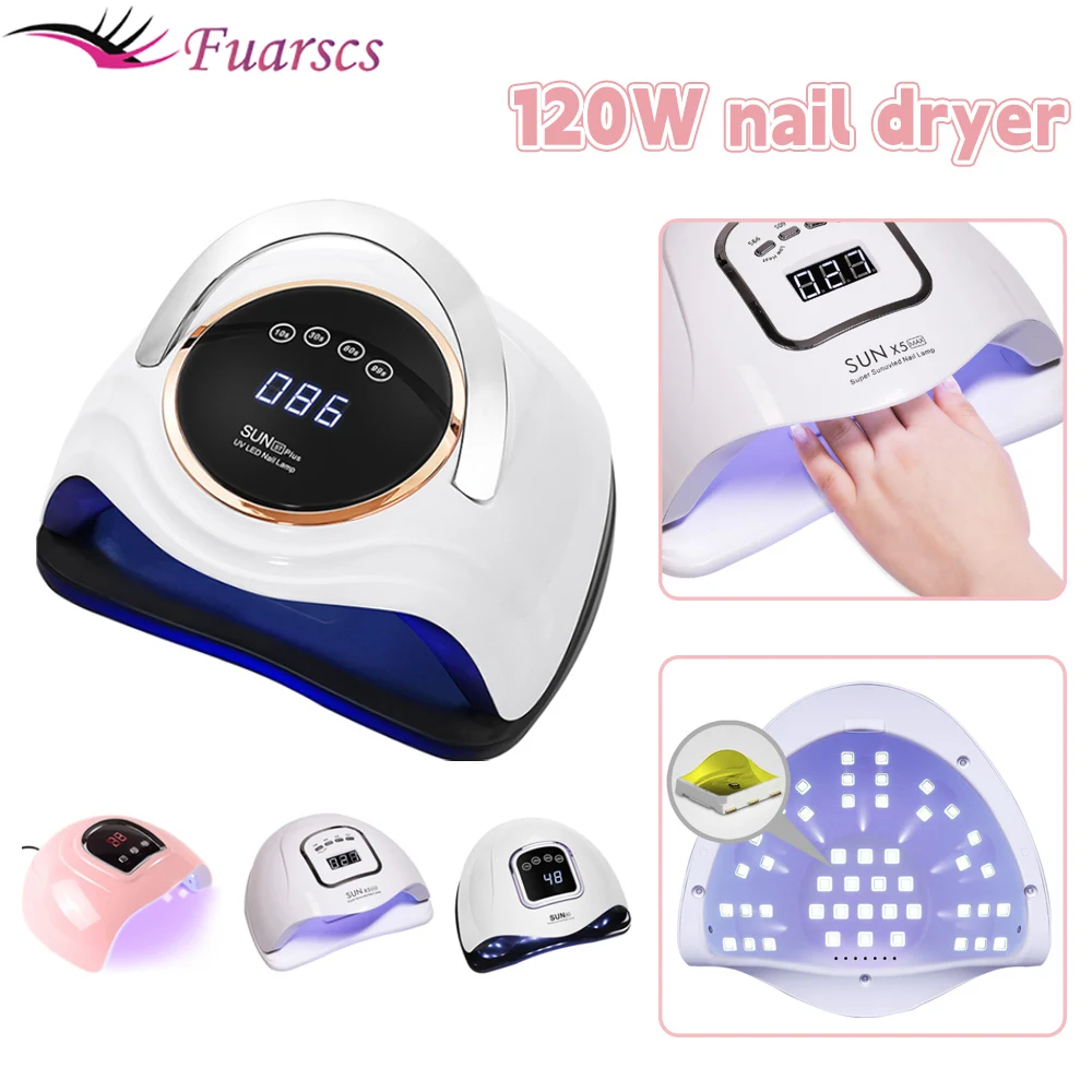 

120W Nail Dryer LED UV Lamp Manicure Dual light source Fast Curing Gel Nail Polish 45 Leds Motion Sensing Pedicure Salon Tool