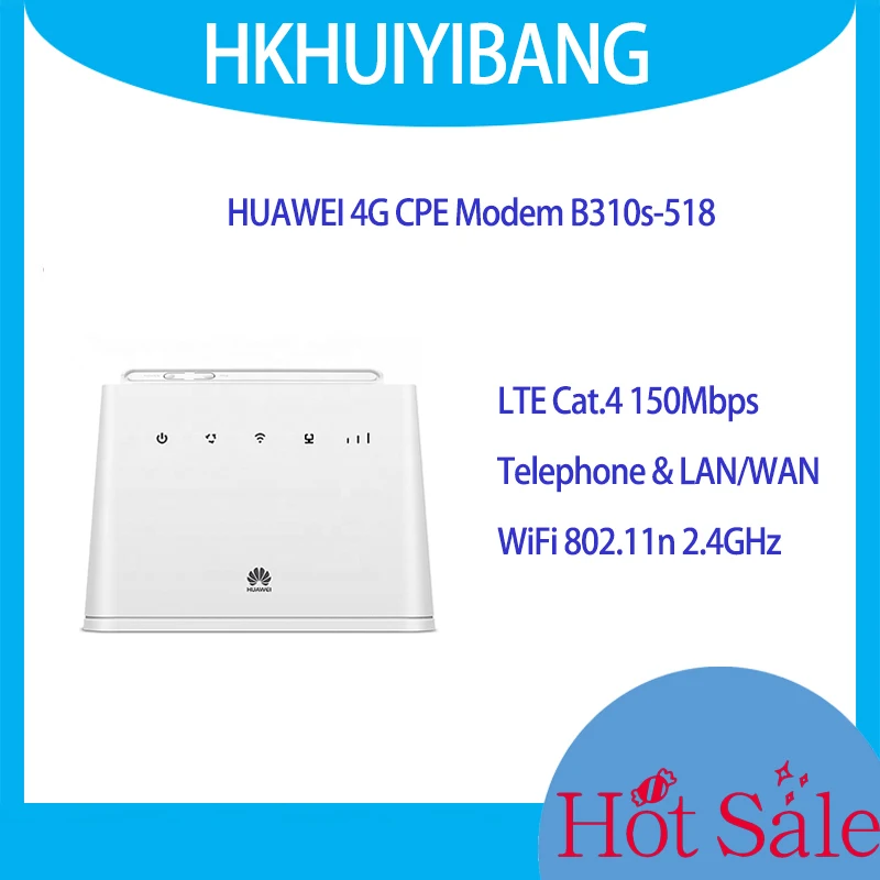 Беспроводной маршрутизатор Huawei B310, 4G LTE CPE, категория 4, стандарт 802.11n, 2,4 ГГц, Wi-Fi-модем, 4G-роутер со слотом для Sim-карты и теле-портом