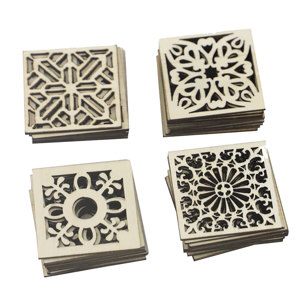 

30PCS Retro Square Wood Slice DIY Making Wood Crafts for Store Home Studio Dorm