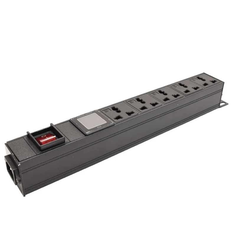 

Универсальный удлинитель питания PDU из алюминиевого сплава со светодиодным дисплеем, вольтметр, амперметр, ваттметр, умная розетка, вход переменного тока C14