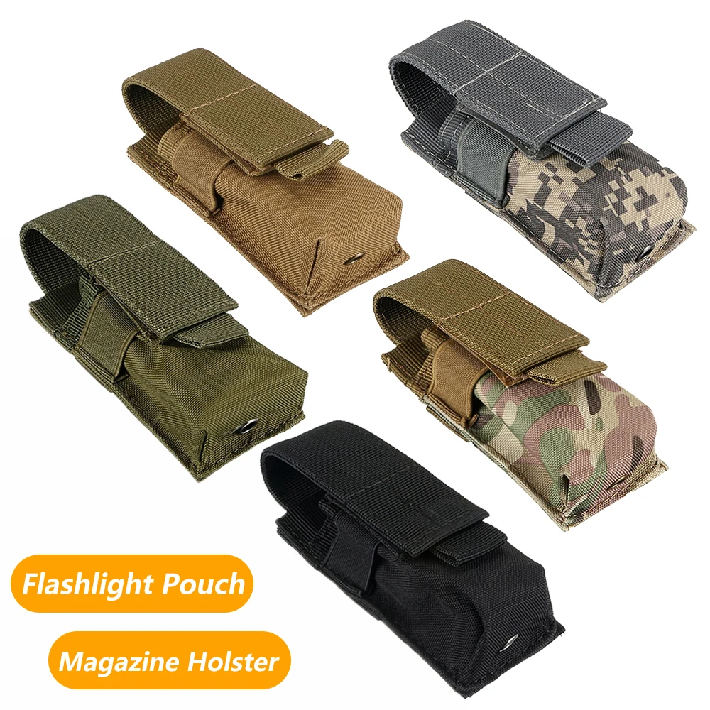 

Tactical Molle M5 Flashlight Pouch CQC Single Pistol Magazine Pouch Torch Holder Case Outdoor Hunting Knife Light Holster Bag