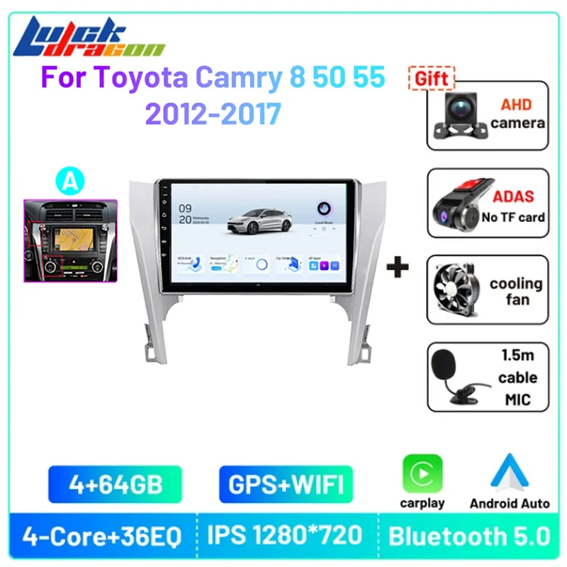 

Carplay беспроводной Android 13 для Toyota Camry 8 50 55 2012-2017 мультимедийный автомобильный Автомагнитола автомобильный радиоприемник 4G wifi gps автомобильный стерео