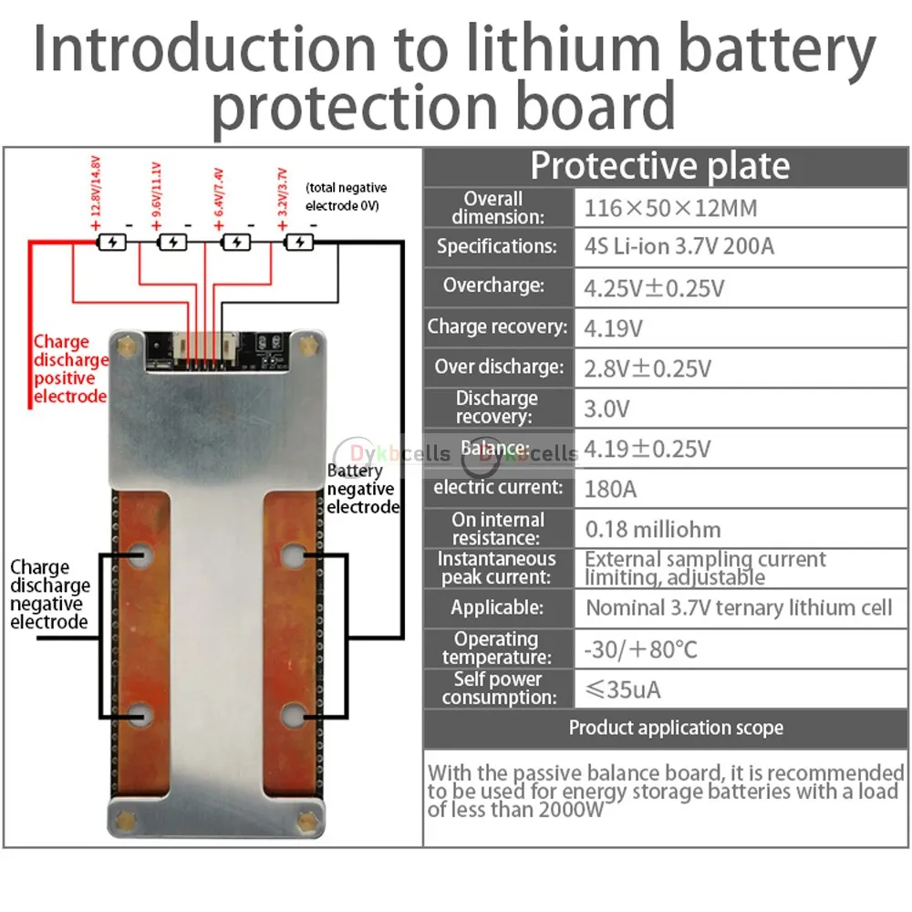 

BMS плата защиты литиевой батареи LifePo4 3S 4S 120A 160A 200A