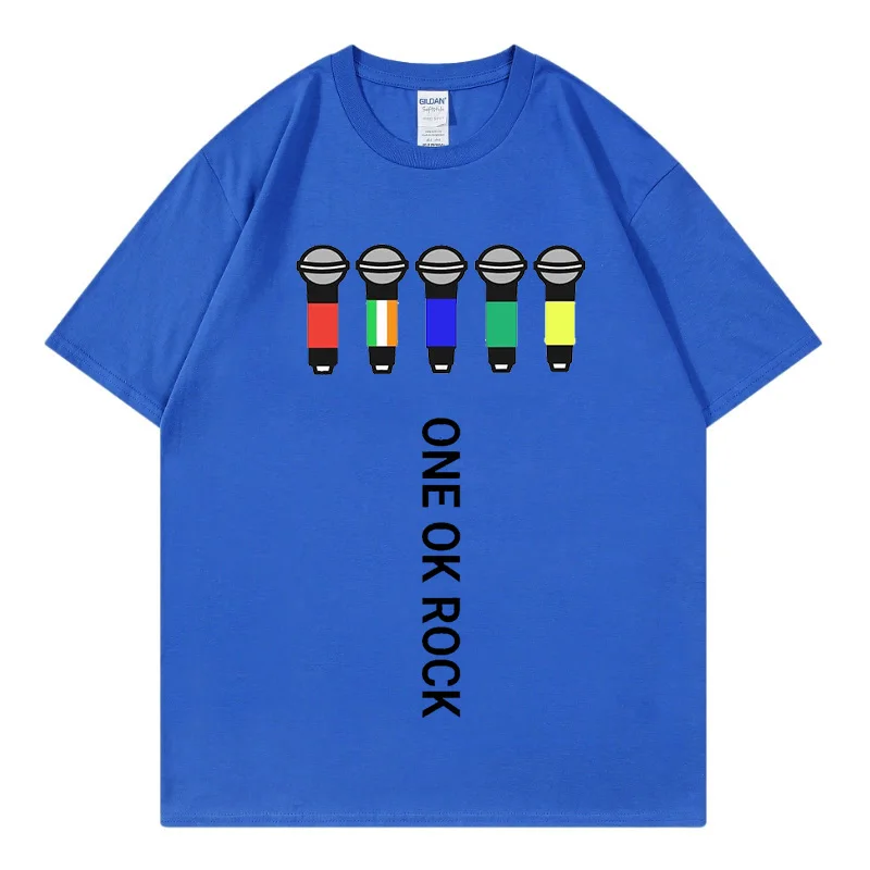 Хлопковая рубашка One Ok Rock с принтом топы микрофоном японской рок-группы модная