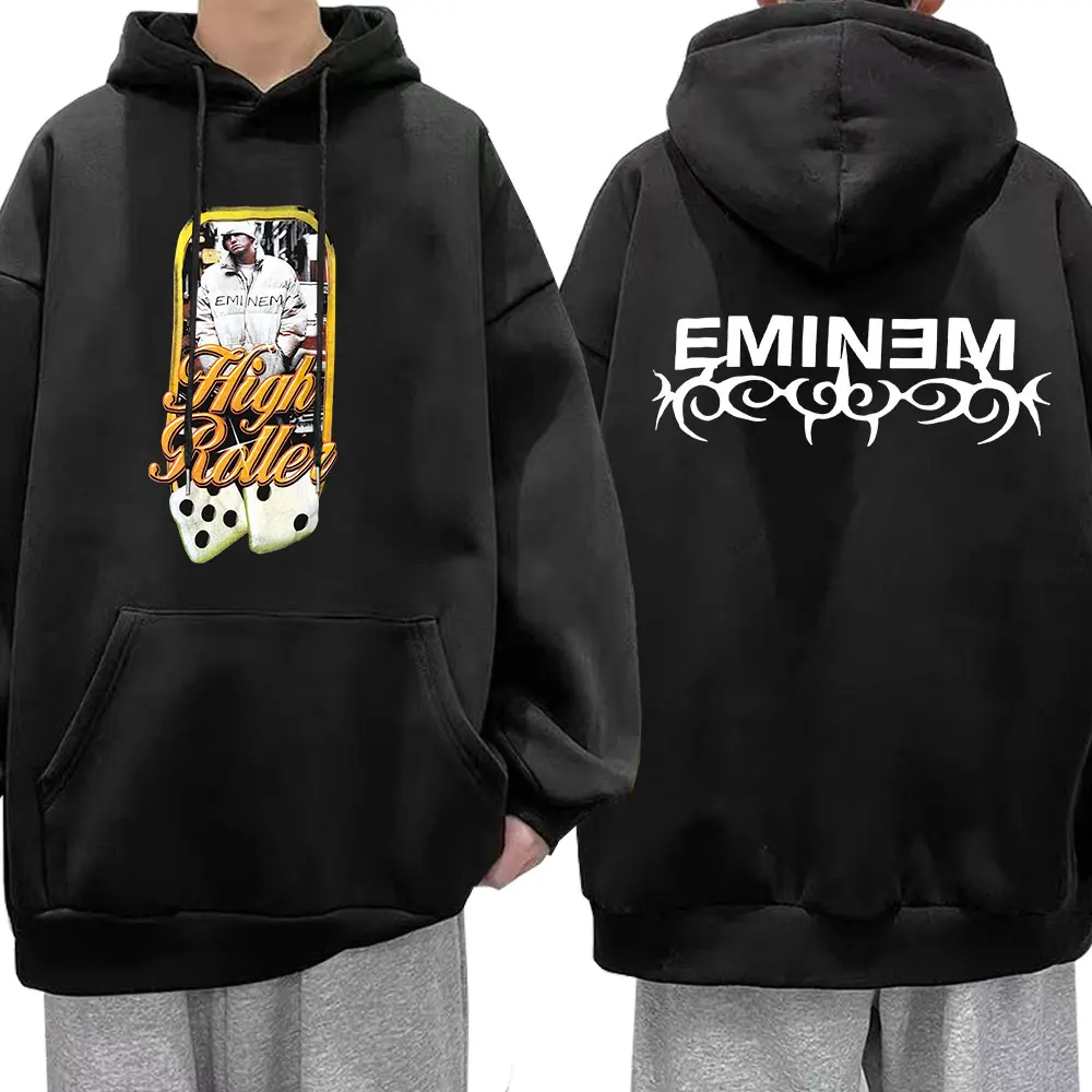 Rapper Eminem Slim Shady Double Sided Print Hoodie Hip Hop Style Sweatshirt Fashion Oversized Hoodies Harajuku Streetwear Unisex
