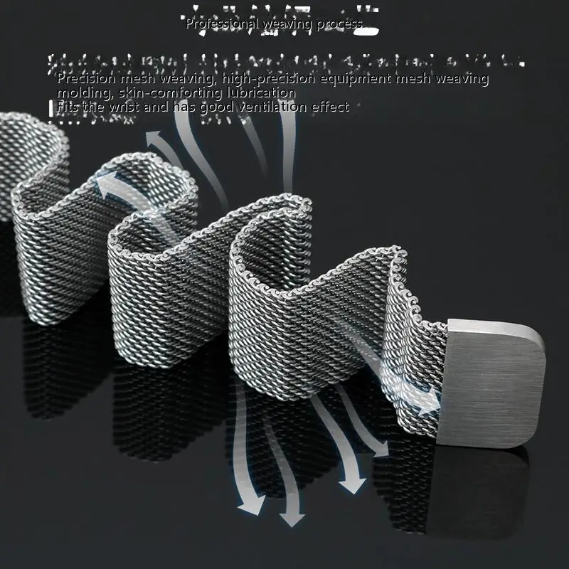 Браслет спортивный Миланский для Xiaomi сменный с магнитной сеткой из нержавеющей