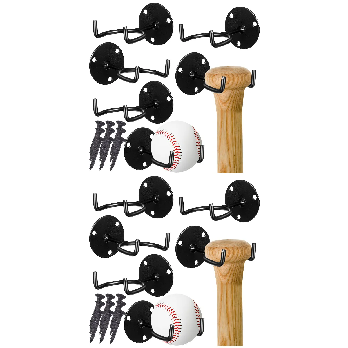 

12 Pcs Iron Display Sturdy Wall Mounted Multipurpose Baseball Bat Brackets Baseball Bat Hangers Baseball Bat Racks
