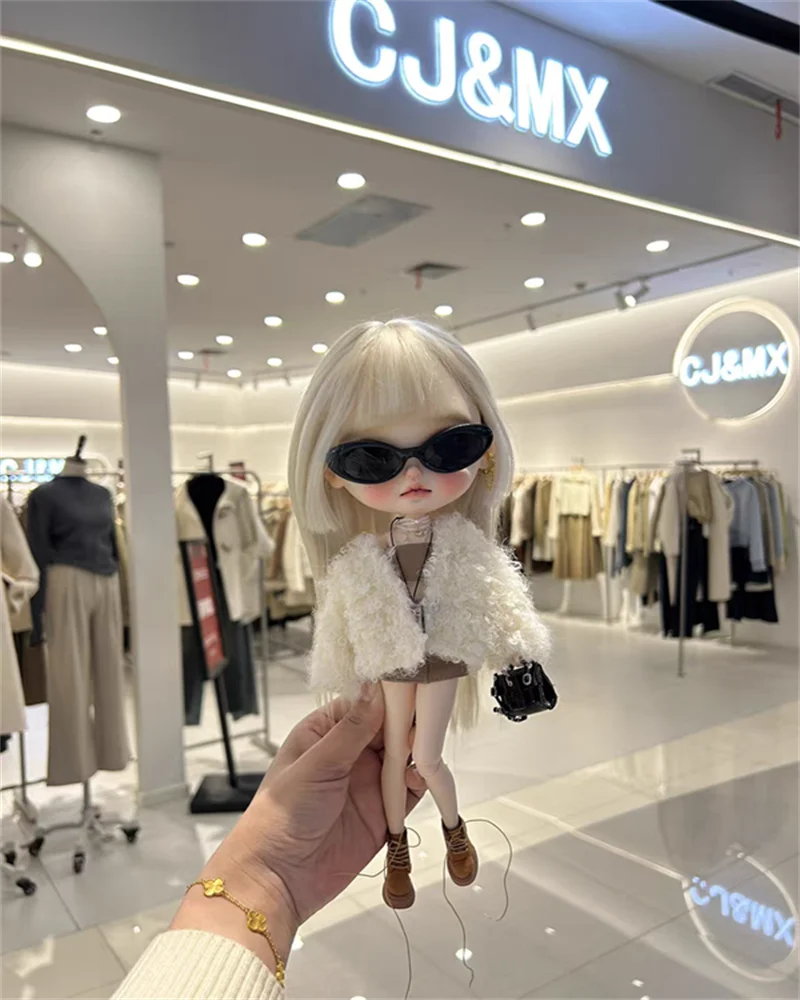 Одежда для кукол Blythe OB24 Azone бежевое плюшевое пальто + верблюжья кожаная накидка на