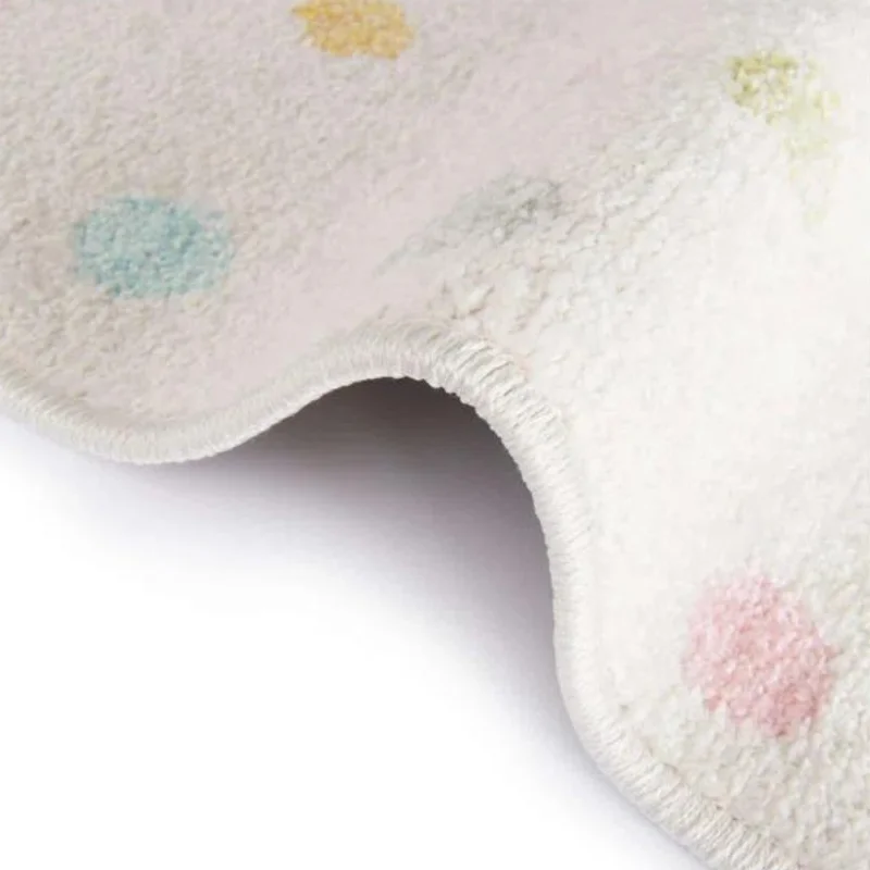 Круглый пушистый ковер в желтый горошек для гостиной детские игровые коврики