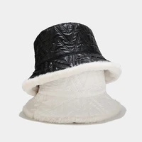 bucket hat fluffy women warm autumn winter fleece lining thick party holiday outdoor accessory for young lady