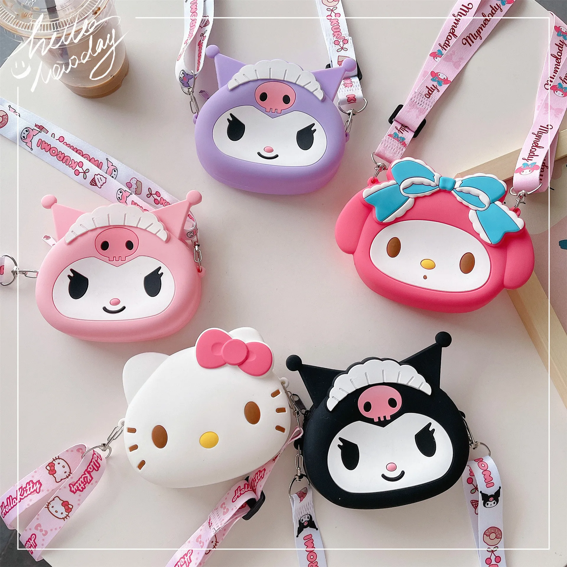 

Sanrio Мультфильм Аниме Картина Hello Kitty рюкзаки для девочек кавайная силиконовая сумка-мессенджер сумка для хранения кошелек милые детские под...