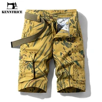 kenntrice summer men tactical cargo shorts fashion casual zipper cotton short pants multiple pockets printed shorts mens clothes