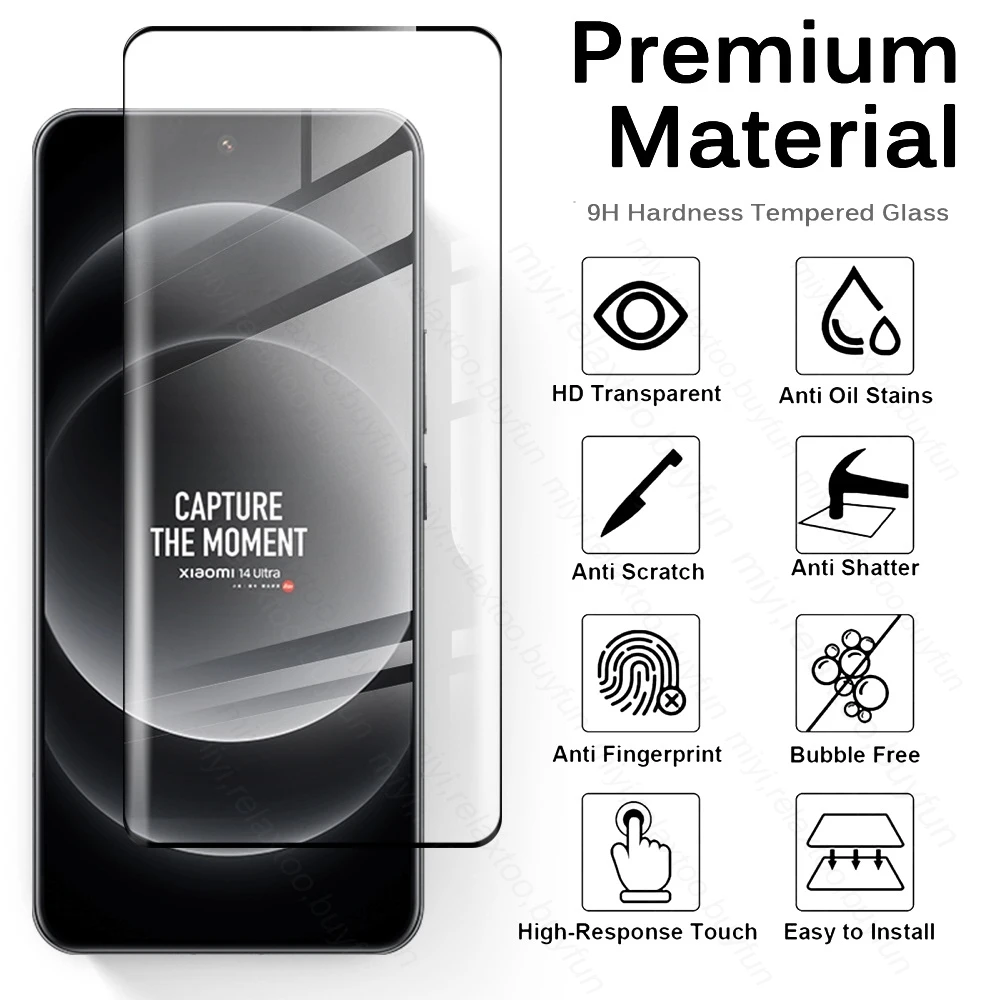 Для Xiaomi 14 Ultra 5G Glass 3 шт. 19D изогнутое закаленное стекло Mi14 защита для экрана Xiaomi14 Pro