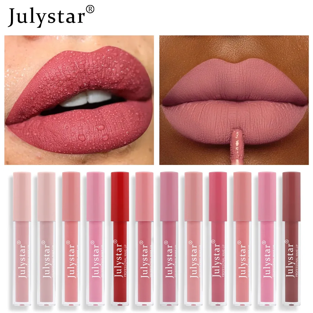 

Julystar Sexy Matte Lip Gloss Waterproof Velvet Liquid Lipstick Long Lasting Non-stick Cup Lipgloss Makeup for Women Cosmetics