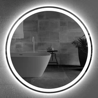 Round Wall Shower Mirrors Lights Led Anti Fog Self Adhesive Wall Large Bathroom Mirrors Backlight Espejos Con Luces Smart Mirror