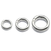 stainless steel round carabiner spring clasps hooks open jump ring connectors for diy keychain handbag jewelry making supplies
