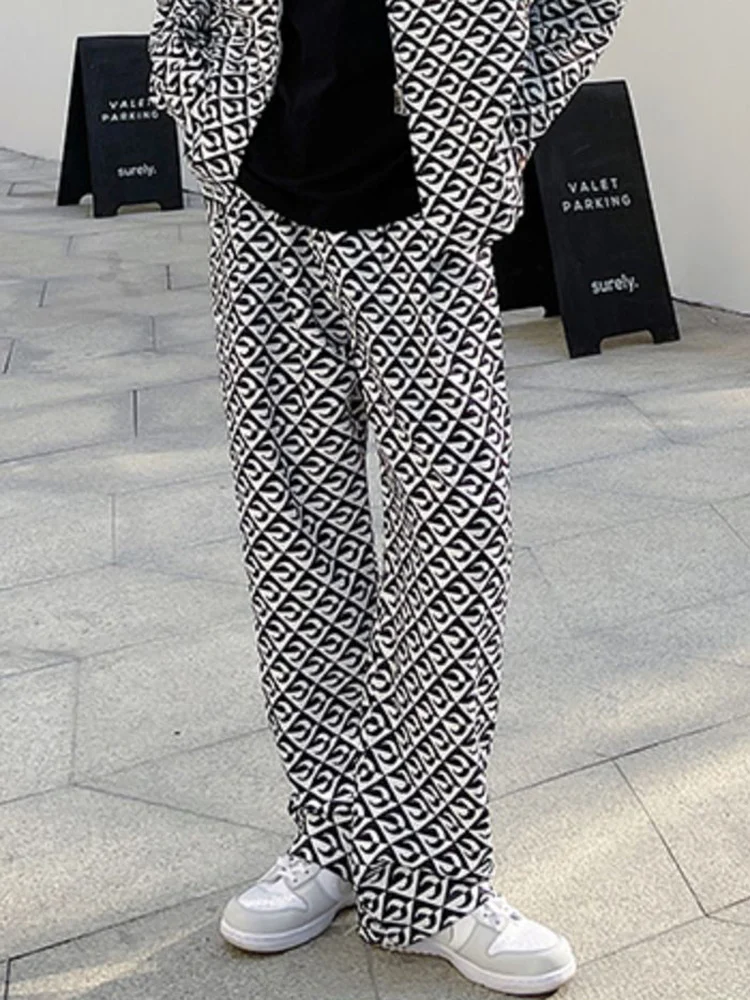 

Мужские свободные брюки с принтом, повседневные Прямые брюки в Корейском стиле, весна 2023