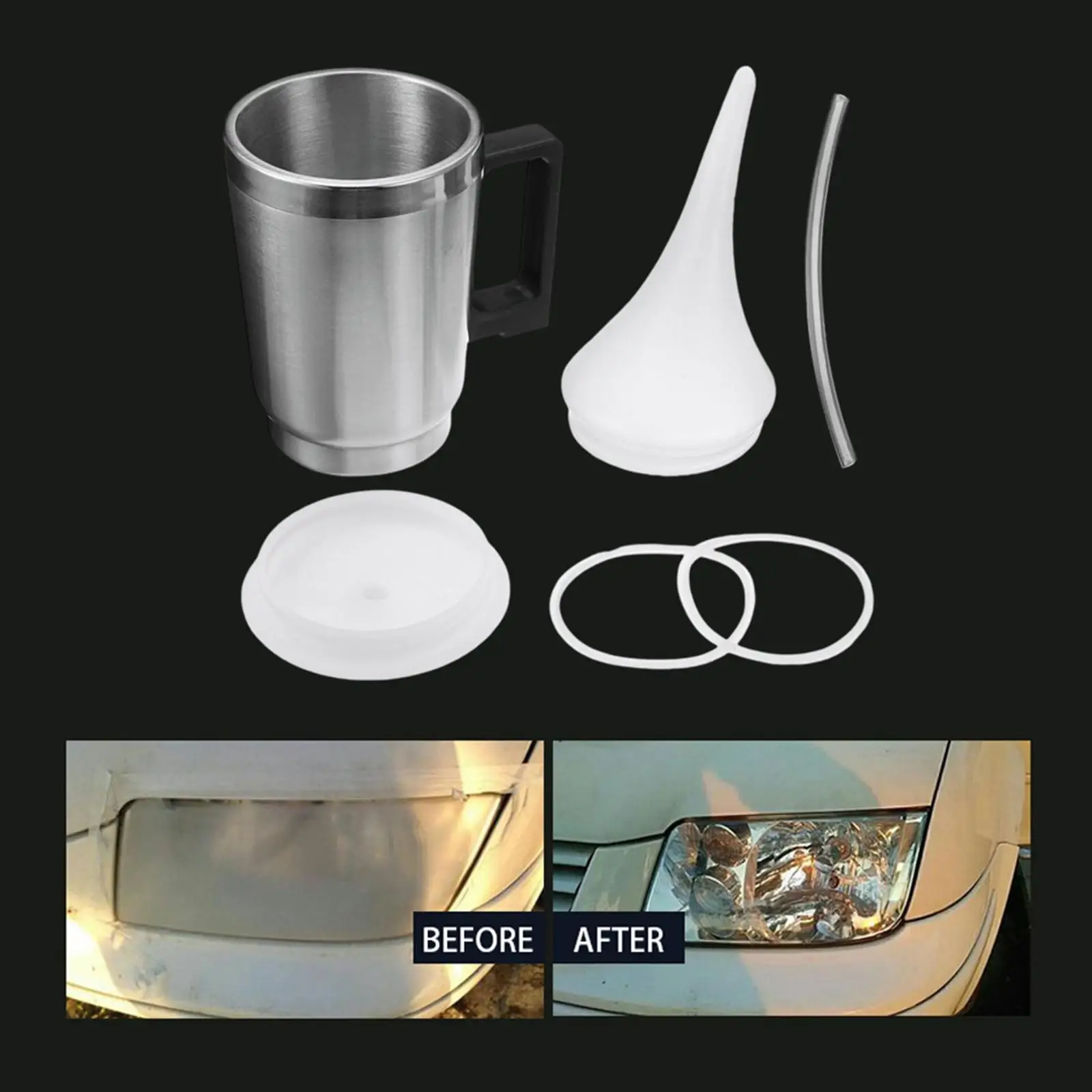 Car Headlight Stainless Steel + Plastic Restoration Kit Refurbished Renovation |