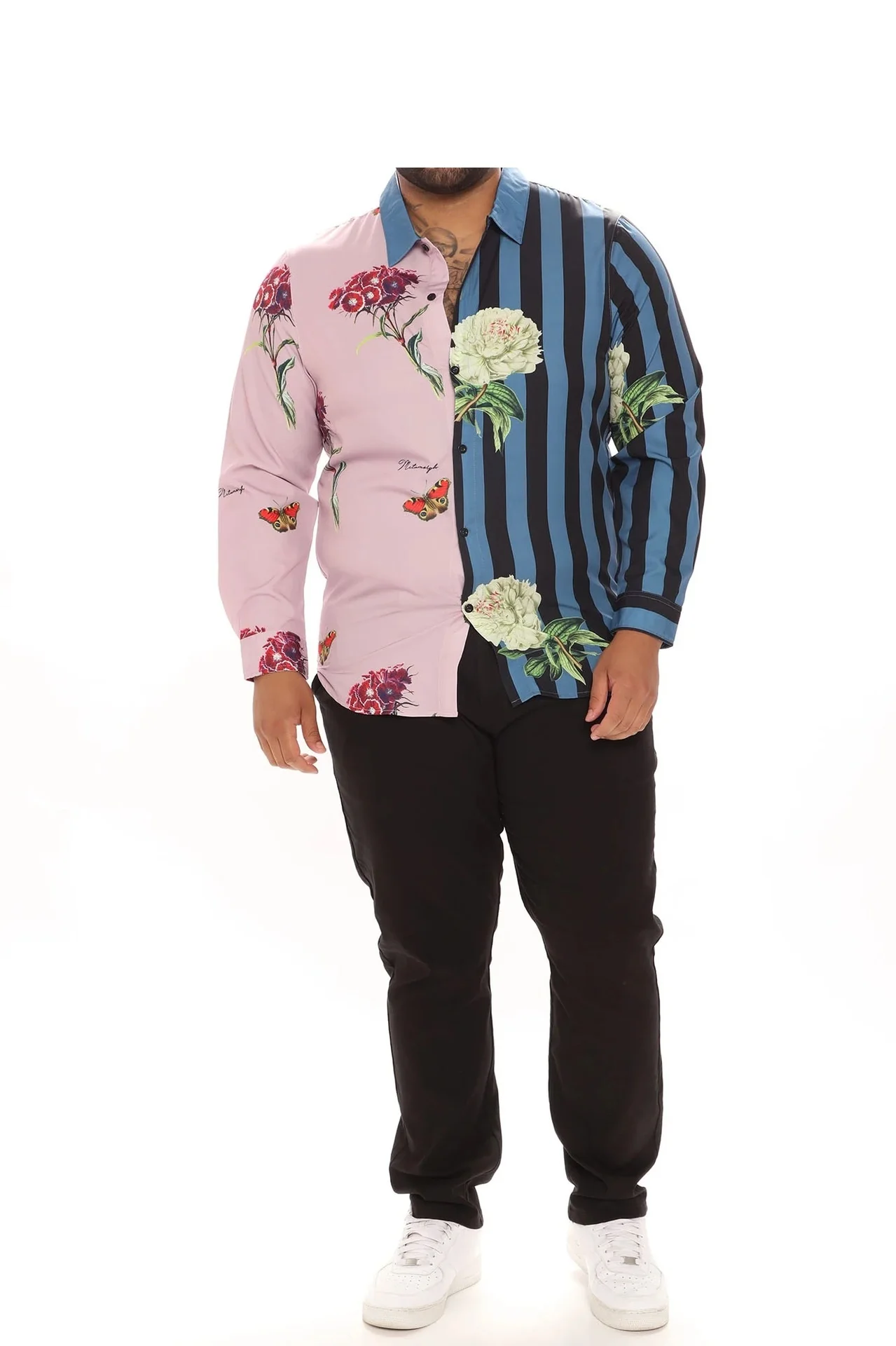 2022 flower graphic 3D printed men's shirt long sleeve Hawaii social luxury button cardigan lapel shirt men's oversized shirt