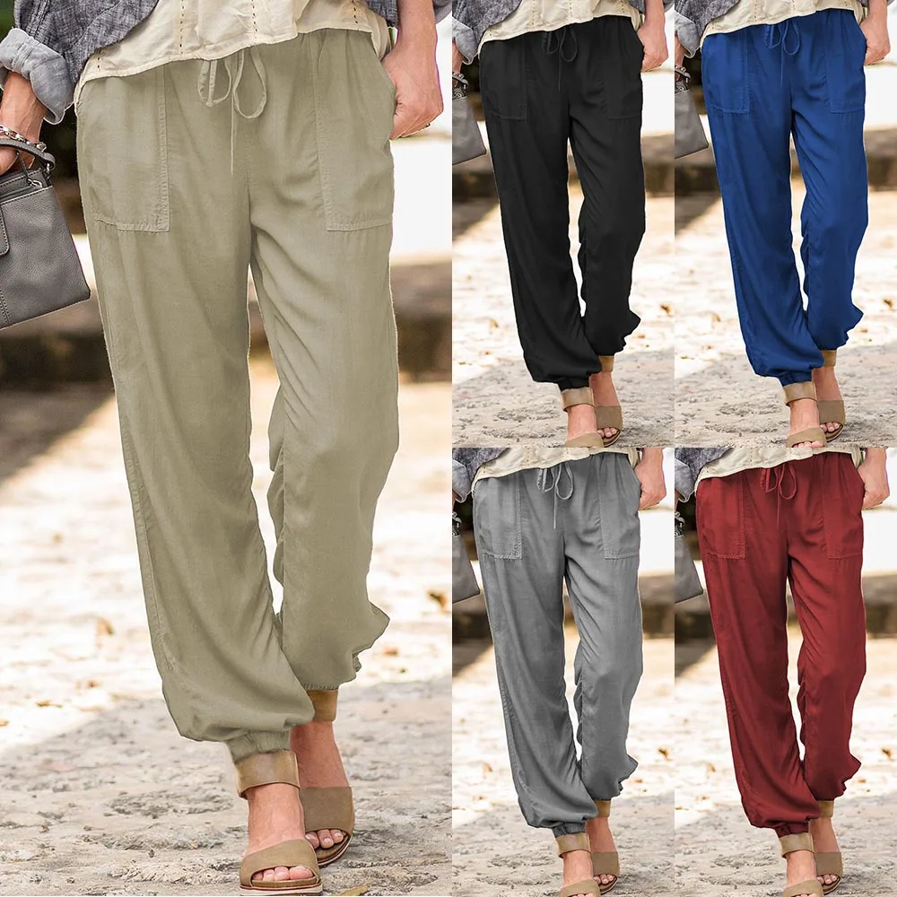 

Women's Casual Sweat Pants Elastic Waistband Sports Baggy Harem Trousers Jogger Pants Drawstring Fly Elastic Foot Cuff Newly