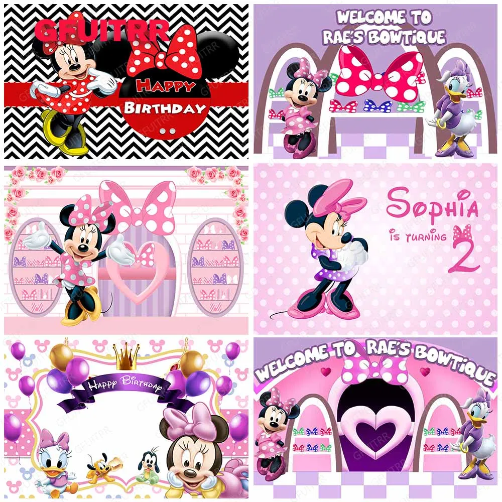 

Minnie Mouse Daisy Duck Birthday Party Backdrop Princess Girls Kids 1st 2nd 3rd Birthday Photography Background Baby Shower