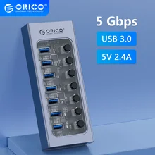 ORICO 멀티 USB 3.0 포트 슬롯 플러그가있는 USB 허브 분배기 소켓 On-Off 키 스위치 Dock PC 노트북 용 전원 스트립 어댑터