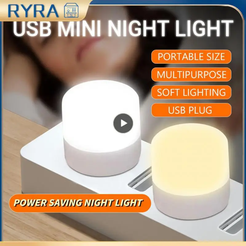 

Portable Bedroom Night Lamp Eye Protection Computer Mobile Power Led Light Led Night Light Festive Gift Small Round Book Lamp