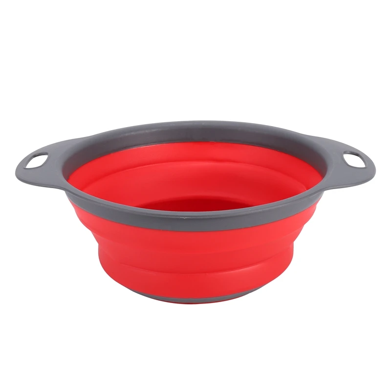 

Red Collapsible Kitchen Colander Silicone Strainer Dishwasher Safe Approved