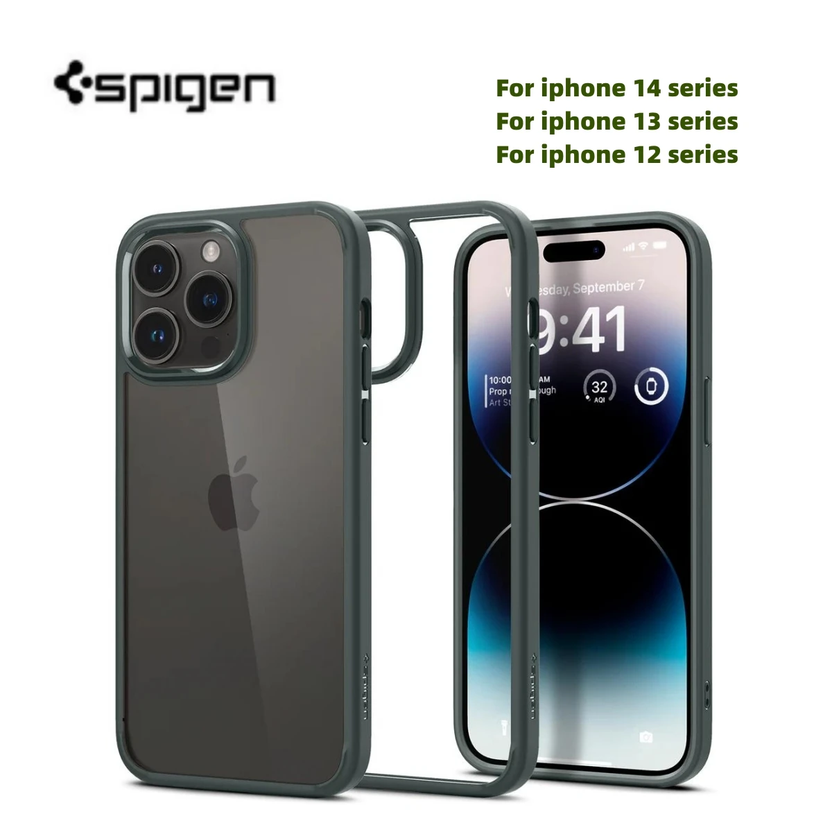 

Spigen Rugged Armor Carbon Fiber Abyss Green Case For Apple iPhone12 13 14 Pro Max Soft TPU Silicone Back Cover For iPhone14Plus